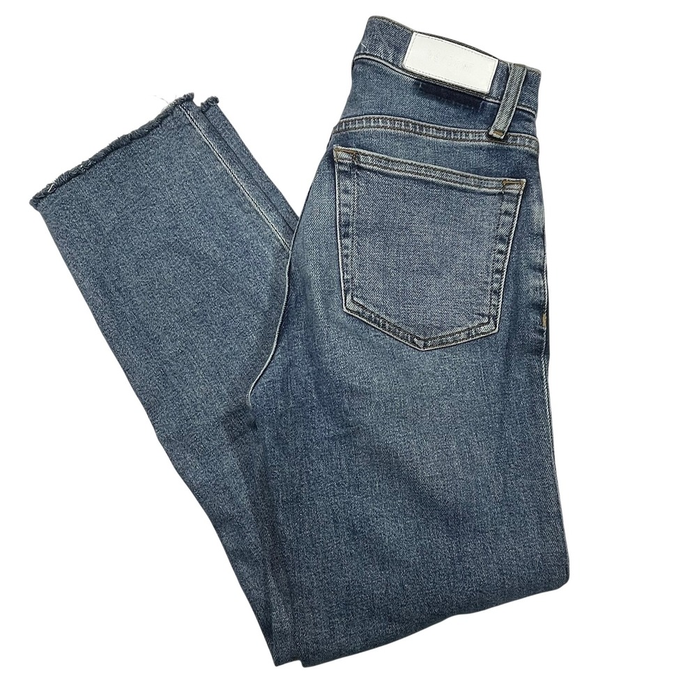 RE/DONE 70s Stove Pipe Jeans Women 25 (Fits 26x27) High Rise Straight Raw Hem